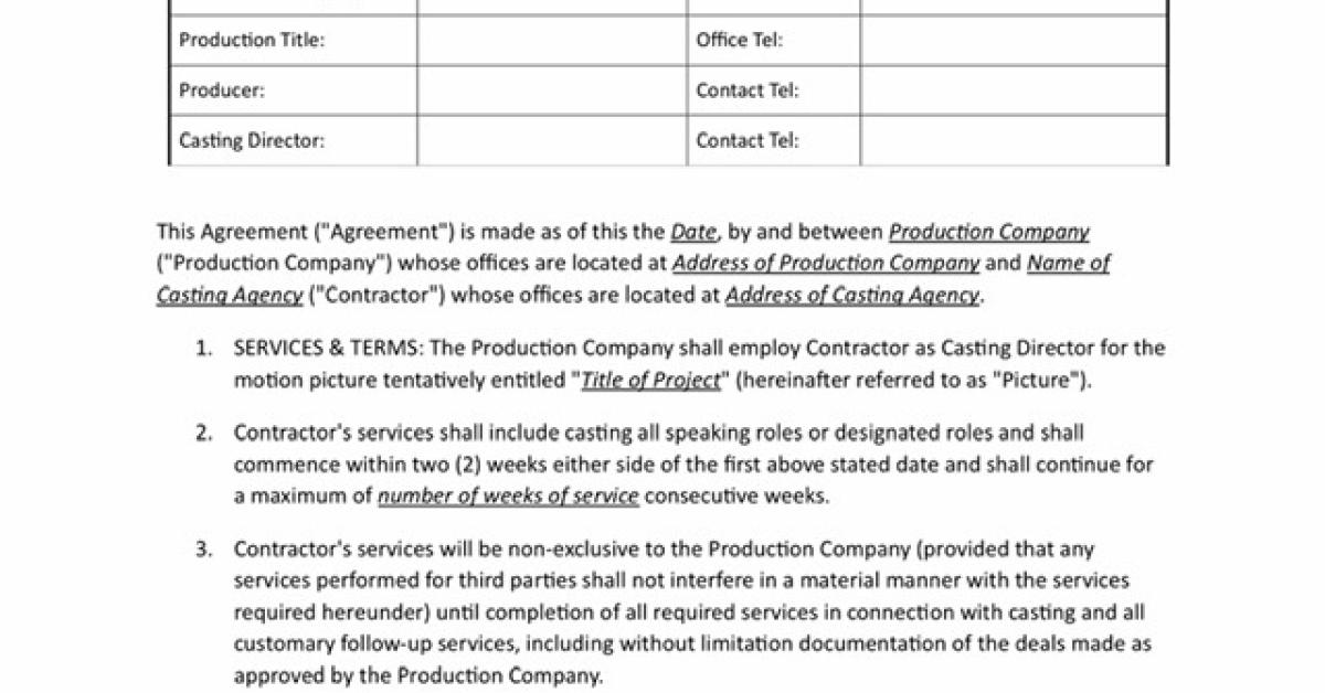 Casting Director Contract Film Template FilmDaily.tv